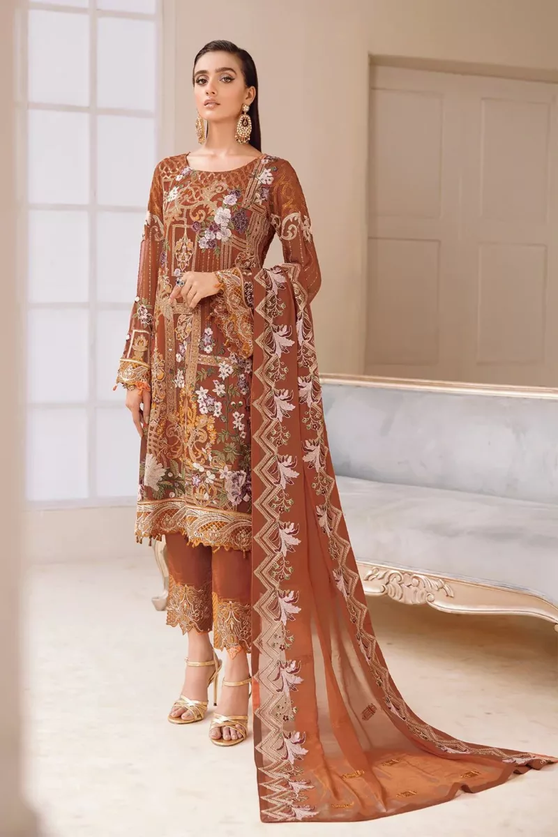 Ramsha Chevron Chiffon Handwork Vol 4 | A-412 - Patel Brothers NX 6