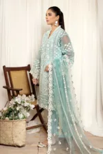 Selene by Adan’s Libas Stitched Embroidered Organza 3PC | Sapphire - Patel Brothers NX 10