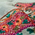 Rib-Lawn Fabric with Mirror Embroidered Qos-e-Qaza (Spring Edition’23) RJ08 - Patel Brothers NX 21