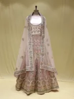 Salmon Pink Multi Thread Embroidered Bridal Lehenga 090315 - Patel Brothers NX 9