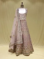 Salmon Pink Multi Thread Embroidered Bridal Lehenga 090315 - Patel Brothers NX 7