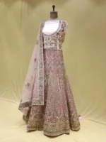 Salmon Pink Multi Thread Embroidered Bridal Lehenga 090315 - Patel Brothers NX 10