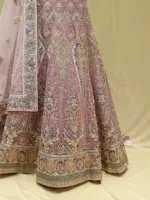 Salmon Pink Multi Thread Embroidered Bridal Lehenga 090315 - Patel Brothers NX 8