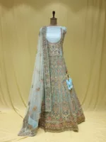 Aqua Blue Multi Thread Embroidered Bridal Lehenga 105015 - Patel Brothers NX 8