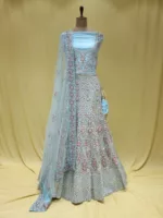 Light Blue Multi Embroidered Bridal Gown SZL9099 - Patel Brothers NX 6