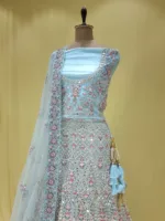 Light Blue Multi Embroidered Bridal Gown SZL9099 - Patel Brothers NX 8