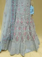 Light Blue Multi Embroidered Bridal Gown SZL9099 - Patel Brothers NX 7