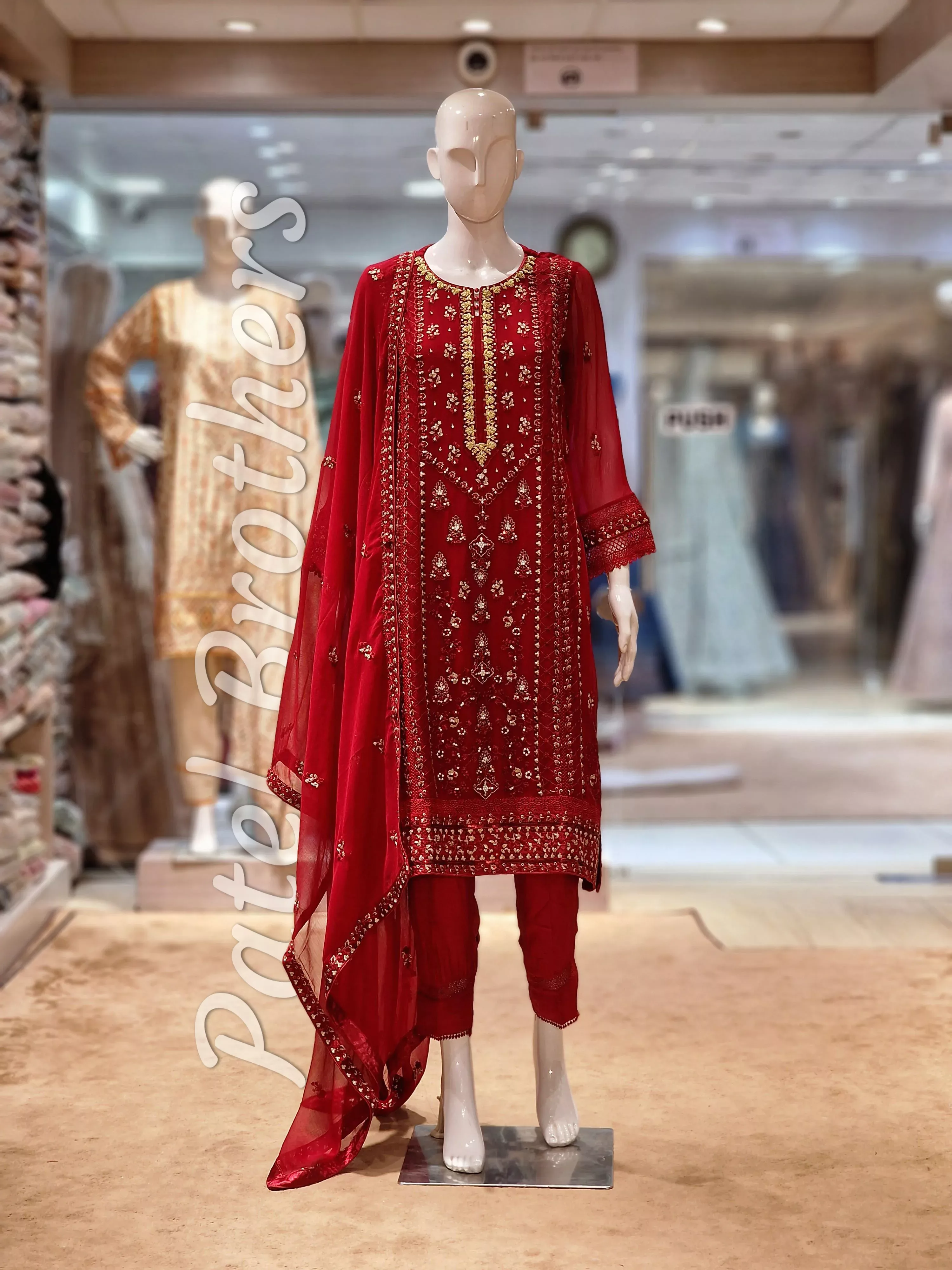 Chiffon Embroidered Suit - Patel Brothers NX 3 Chiffon Embroidered Suit - Patel Brothers NX 3