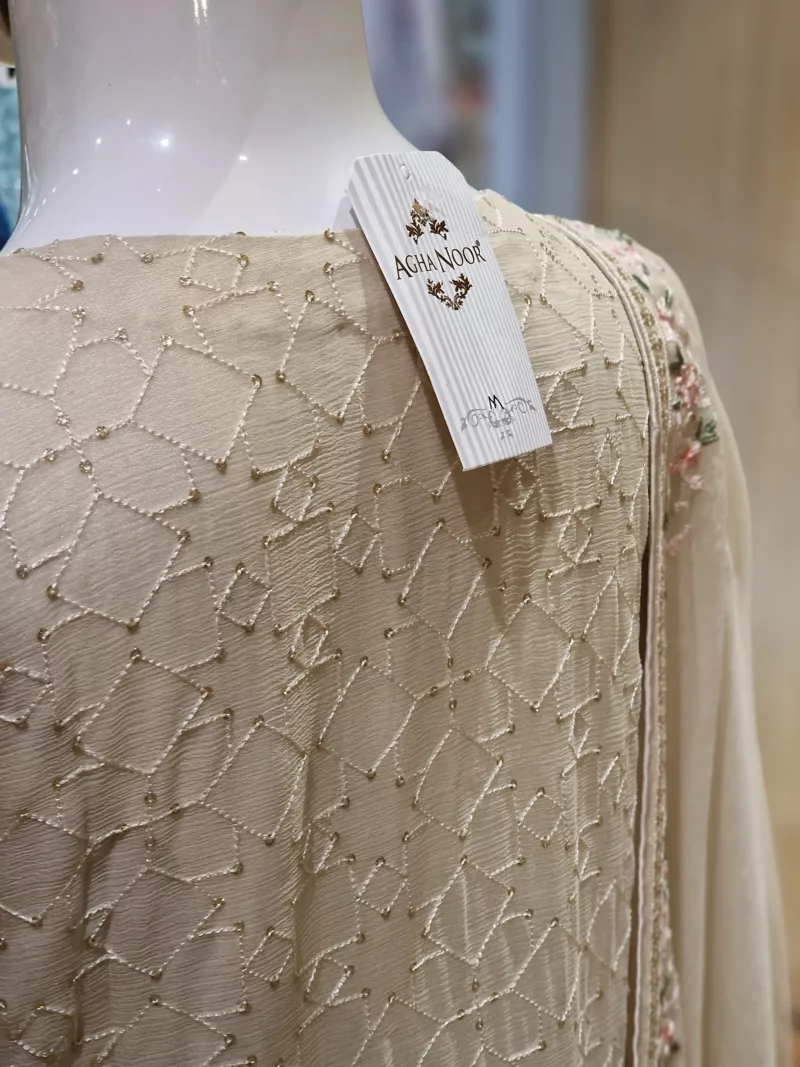 Agha Noor 3pc Chiffon Embroidered Suit ’23 | S105 - Patel Brothers NX 7