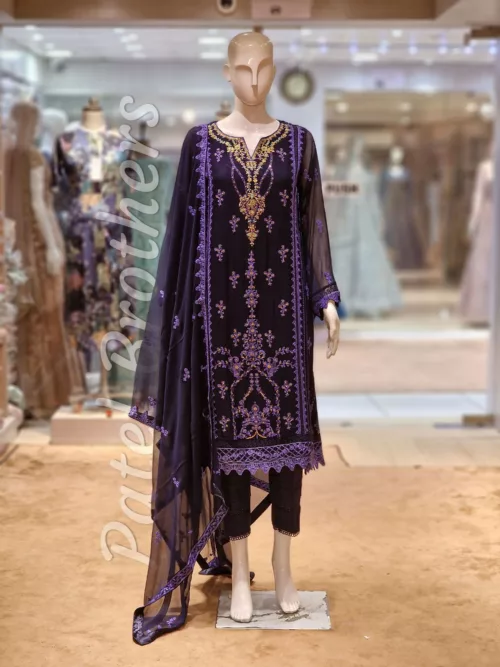 Agha Noor 3pc Chiffon Embroidered Suit ’23 | S107 - Patel Brothers NX 13