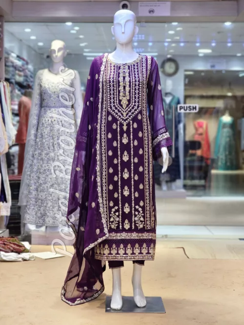 Agha Noor 3pc Chiffon Embroidered Suit ’23 | S207 - Patel Brothers NX 11