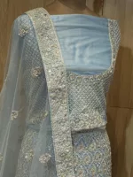 Light Blue Silver Zari Embroidered Bridal Lehenga SZL5134 - Patel Brothers NX 10