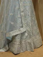 Light Blue Silver Zari Embroidered Bridal Lehenga SZL5134 - Patel Brothers NX 9