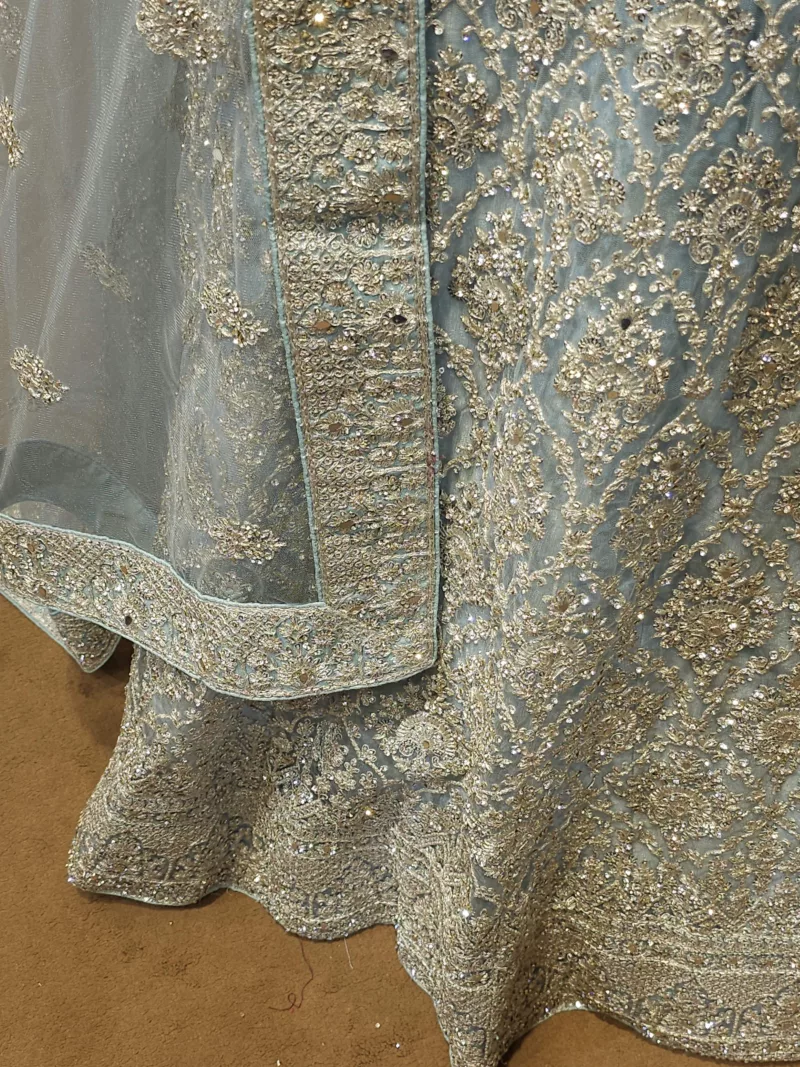 Light Blue Silver Zari Embroidered Bridal Lehenga SZL5134 - Patel Brothers NX 7