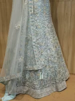 Dusty Sky Blue Silver Zari Embroidered Bridal Lehenga 114402 - Patel Brothers NX 9