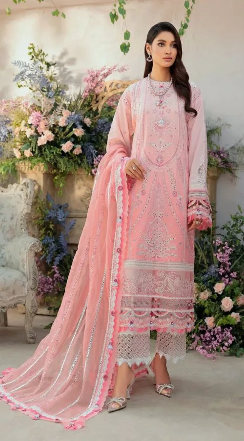 Check-Lawn Fabric with Embroidered Qos-e-Qaza (Spring Edition’23) RJ09 - Patel Brothers NX 9