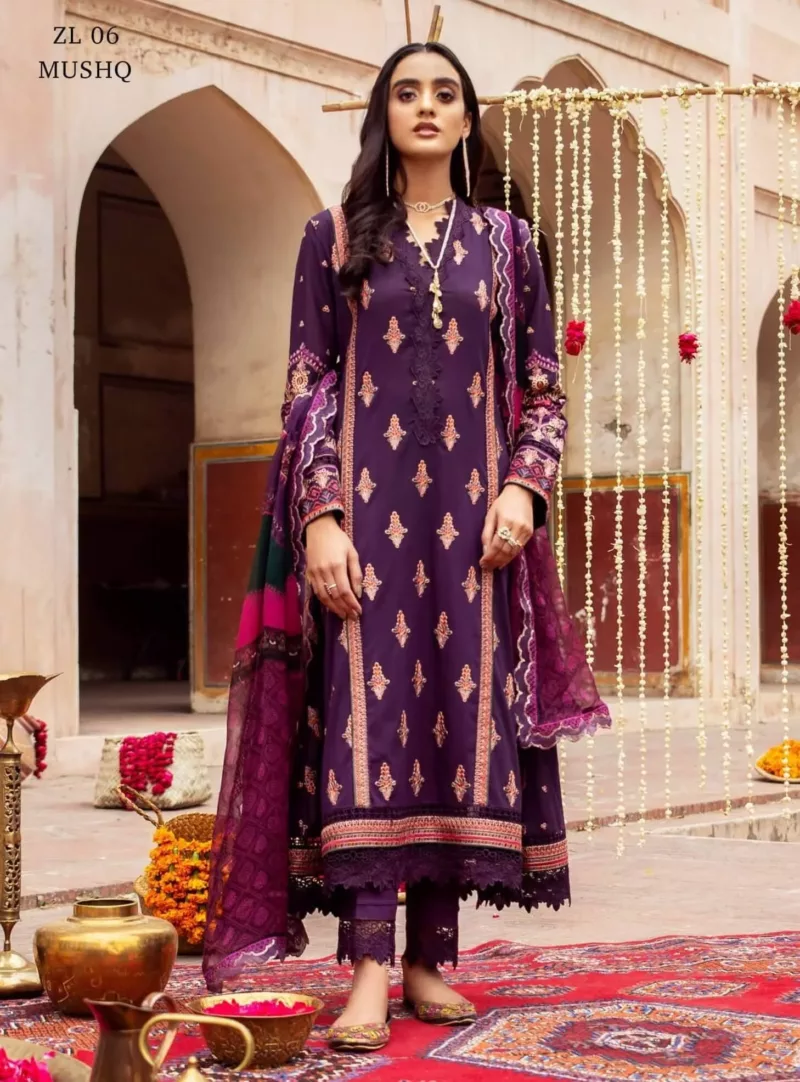 Andaaz by Zarif Embroidered Lawn Suit ZL-06 Mushq - Patel Brothers NX 3