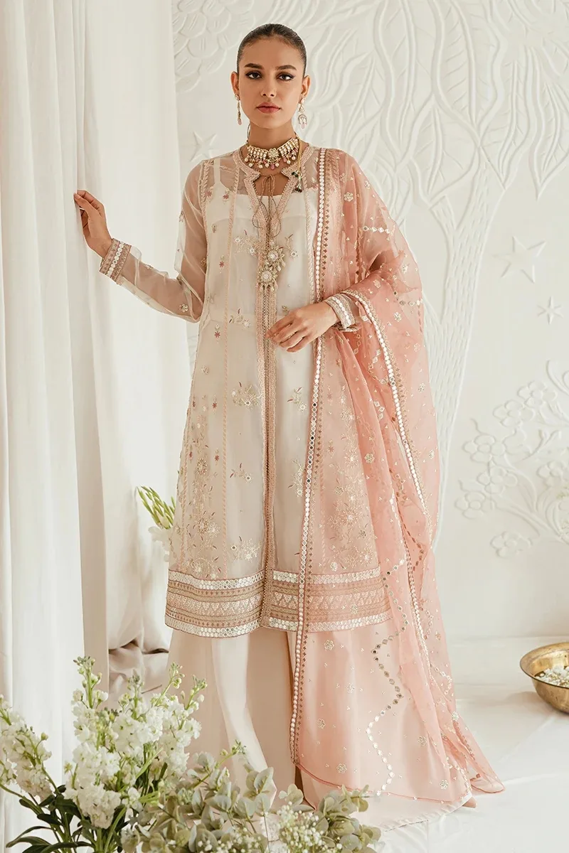 Dreamy Tint-4pc Organza Embroidered Suit By Cross Stitch - Patel Brothers NX 4
