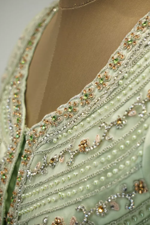 Light Olive Green Indo-western Style Bridal Gown | BRD687 - Patel Brothers NX 4