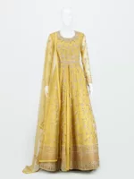 Mustard Yellow Indo-western Style Bridal Gown | BRD538 - Patel Brothers NX 6