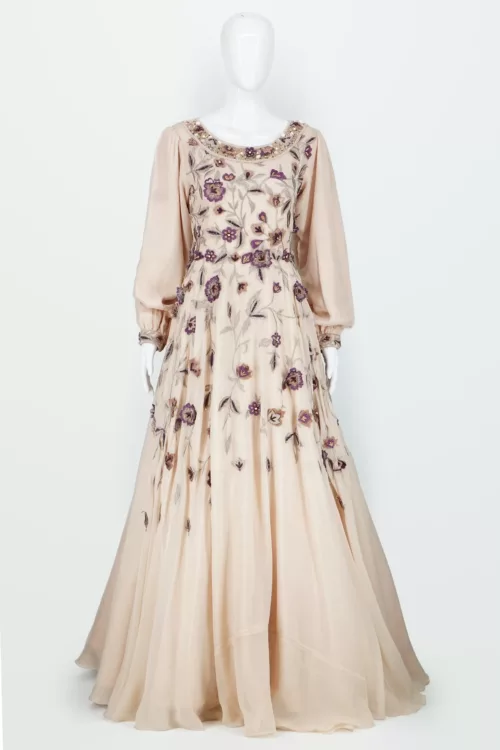 Pastel Pink Heavy Handwork Kali Style Bridal Gown | BRD725 - Patel Brothers NX 14
