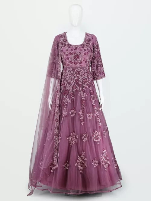 Purpureus Pink 3d Handwork Western Style Bridal Gown | BRD647 - Patel Brothers NX