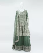 Basil-Green Indo-western Tale Style Bridal Gown | BRD353 - Patel Brothers NX 7