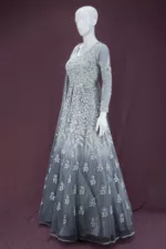 Shaded Gray Heavy Embroidered Indo-Western Style Bridal Gown | BRD572 - Patel Brothers NX 9