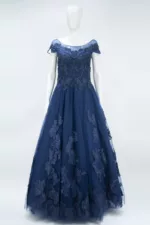 Navy Blue 3d Handwork Western Style Bridal Gown | BRD363 - Patel Brothers NX 9