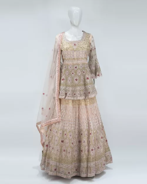 Lemonade Pink Indo-western Style Bridal Gown | BRD444 - Patel Brothers NX