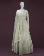 Pearl White Indo-western Style Bridal Gown | BRD525 - Patel Brothers NX 8
