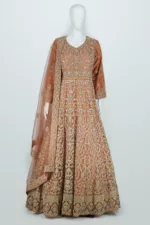 Sandstone Orange Heavy Embroidered Kashmiri Style Bridal Gown | BRD596 - Patel Brothers NX 7