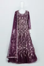 Sangria Purple Heavy Embroidered Western Style Bridal Gown | BRD767 - Patel Brothers NX 5