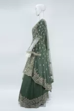 Basil-Green Indo-western Tale Style Bridal Gown | BRD353 - Patel Brothers NX 10
