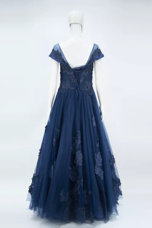 Navy Blue 3d Handwork Western Style Bridal Gown | BRD363 - Patel Brothers NX 3