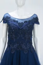 Navy Blue 3d Handwork Western Style Bridal Gown | BRD363 - Patel Brothers NX 10