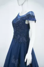 Navy Blue 3d Handwork Western Style Bridal Gown | BRD363 - Patel Brothers NX 14