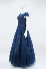 Navy Blue 3d Handwork Western Style Bridal Gown | BRD363 - Patel Brothers NX 13