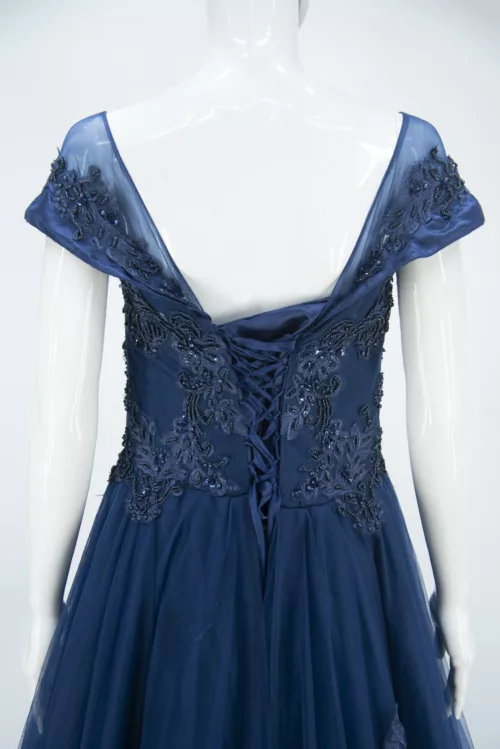Navy Blue 3d Handwork Western Style Bridal Gown | BRD363 - Patel Brothers NX 4