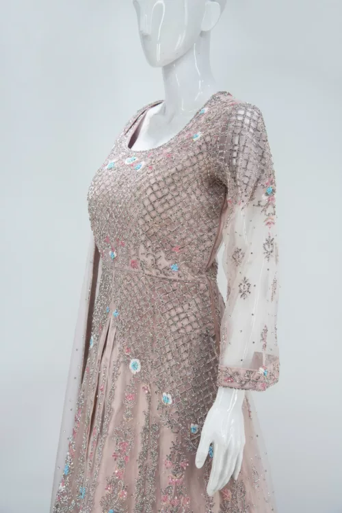 Light-Pink Indo-western Style Handwork Bridal Gown | BRD396 - Patel Brothers NX 3