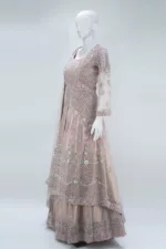 Light-Pink Indo-western Style Handwork Bridal Gown | BRD396 - Patel Brothers NX 10