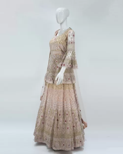 Lemonade Pink Indo-western Style Bridal Gown | BRD444 - Patel Brothers NX 2