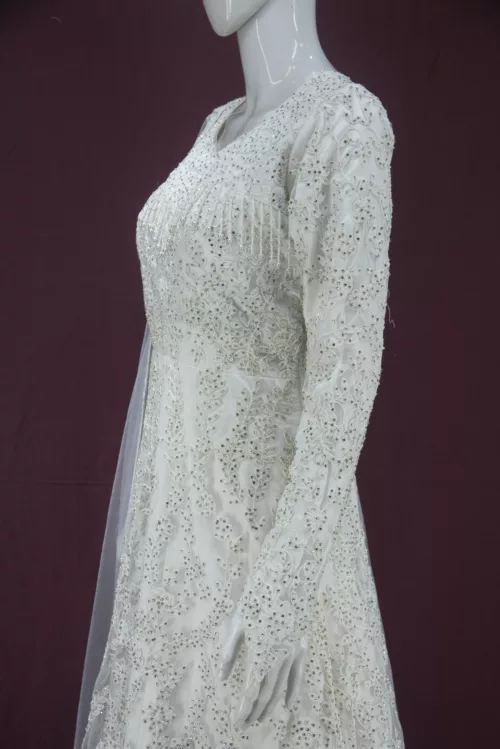 White Heavy Embroidered Western Style Bridal Gown | BRD515 - Patel Brothers NX 3