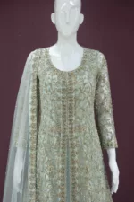Pistachio Green Zordosi Handwork Two Piece Tale Style Bridal Gown | BRD528 - Patel Brothers NX 10
