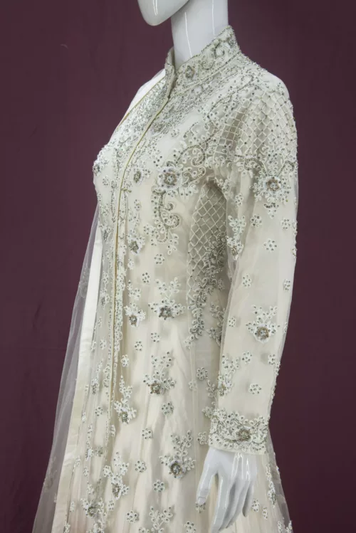 Shaded Cream Heavy Embroidered Indo-Western Style Bridal Gown | BRD572537 - Patel Brothers NX 2