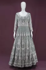 Dark-Gray Heavy Embroidered Tale Style Bridal Gown | BRD451563 - Patel Brothers NX 9