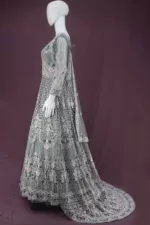 Dark-Gray Heavy Embroidered Tale Style Bridal Gown | BRD451563 - Patel Brothers NX 12