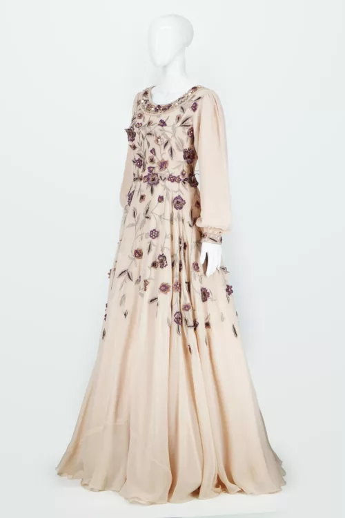 Light Peach 3d Handwork Turkish Style Bridal Gown | BRD546 - Patel Brothers NX 3