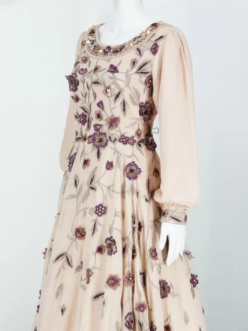 Light Peach 3d Handwork Turkish Style Bridal Gown | BRD546 - Patel Brothers NX 2