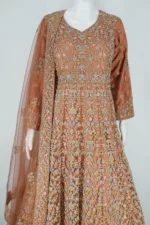 Sandstone Orange Heavy Embroidered Kashmiri Style Bridal Gown | BRD596 - Patel Brothers NX 8